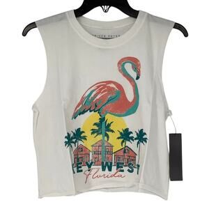Prince Peter Women's XS Flamingo Key West Florida White Tank Top USA Made M25-18